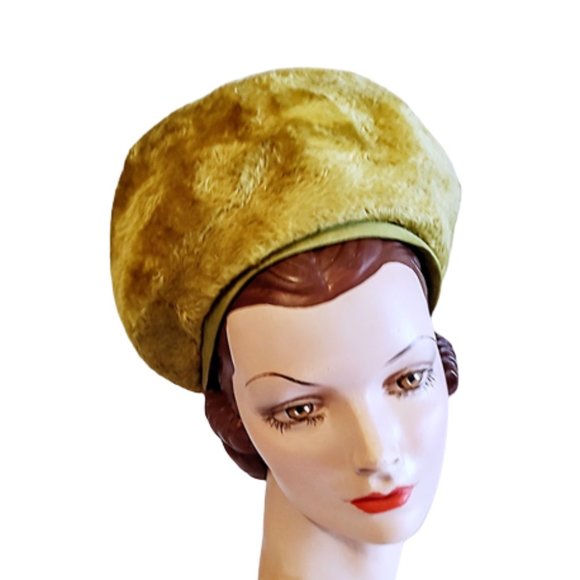 1960s Mod Vintage Gold Large Round Felt Bubble Style Designer Hat By Adolfo - Picture 2 of 7